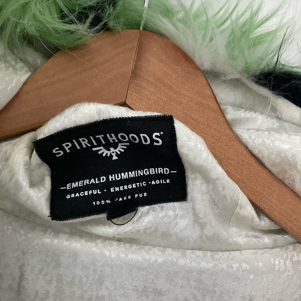 SpiritHoods Green and Black Faux Fur Coat